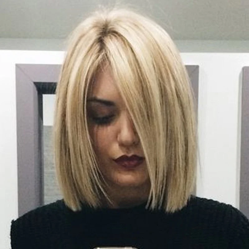 New Fashion Women& # 039;s Natural Short Light Blond Straight Wigs 14 Inch