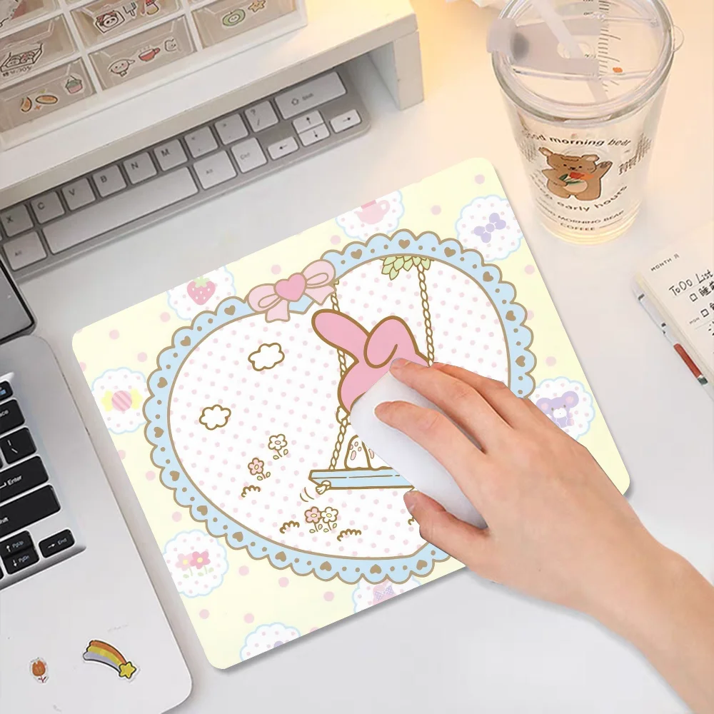 Cute My M-Melody Mousepad RGB Small Size Gaming Mouse Pad With LED Light Desk Mat Super Smooth Non-slip Rubber Bottom