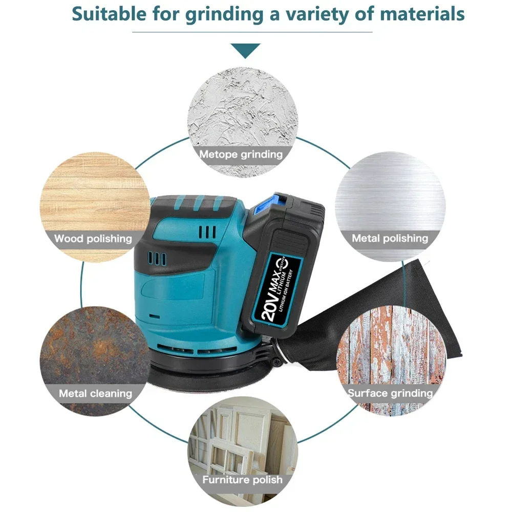 3Gear Cordless Random Orbital Sander Electric Sanding Machine Wood Wall Polishing Furniture Polisher Tool For Makita 18V Battery