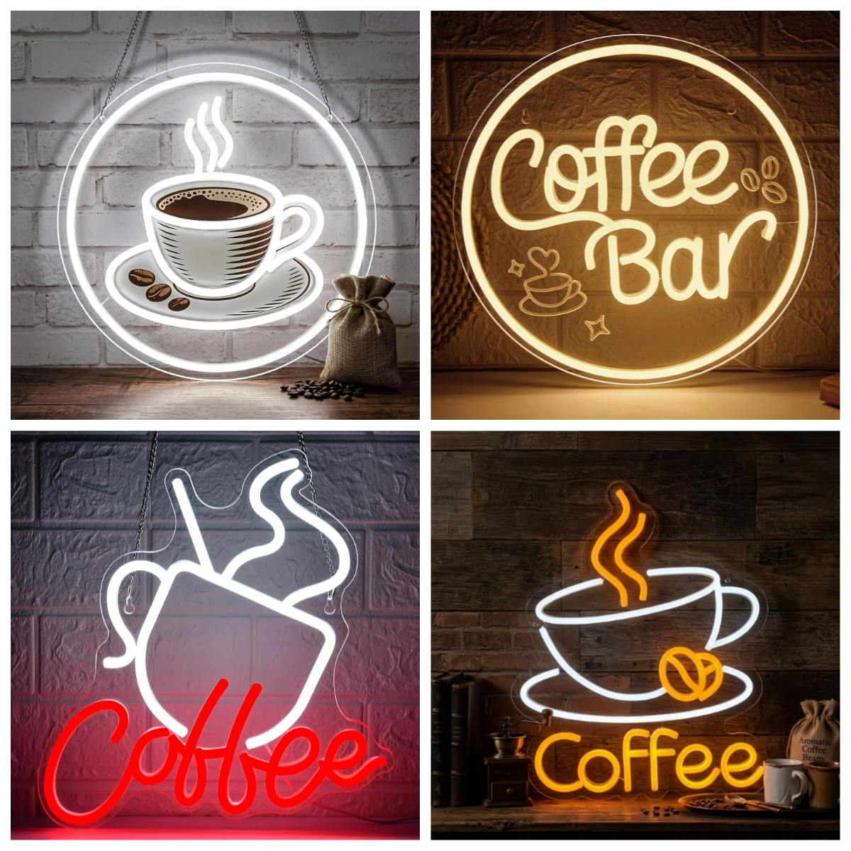 コーヒーカップネオンサイン調光可能なledライトコーヒーショップカフェレストランキッチン窓壁装飾ビジネスウェルカムストアサイン
