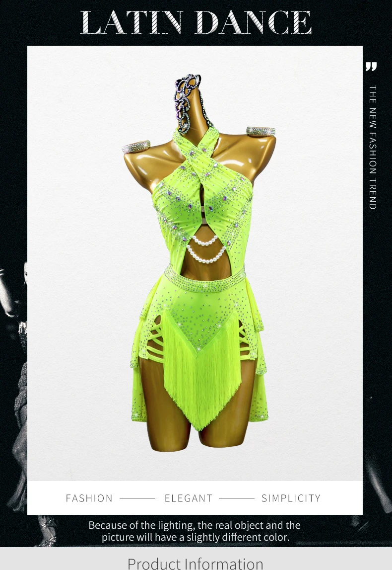 2026 Damen-Tanzkostüm für Lateinamerikanische Wettbewerbe, Neues Sportkleid für Mädchen, Sexy Elegante Kleidung, Abendkleid mit Fransen, Trainingskleidung – Detail 2
