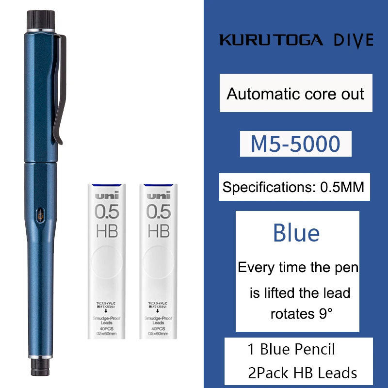 Uni Kuru Toga Duik Metallic Mechanisch Potlood Limited Edition M5-5000 0.5Mm Automatische Rotatie Kern Japans Briefpapier Benodigdheden