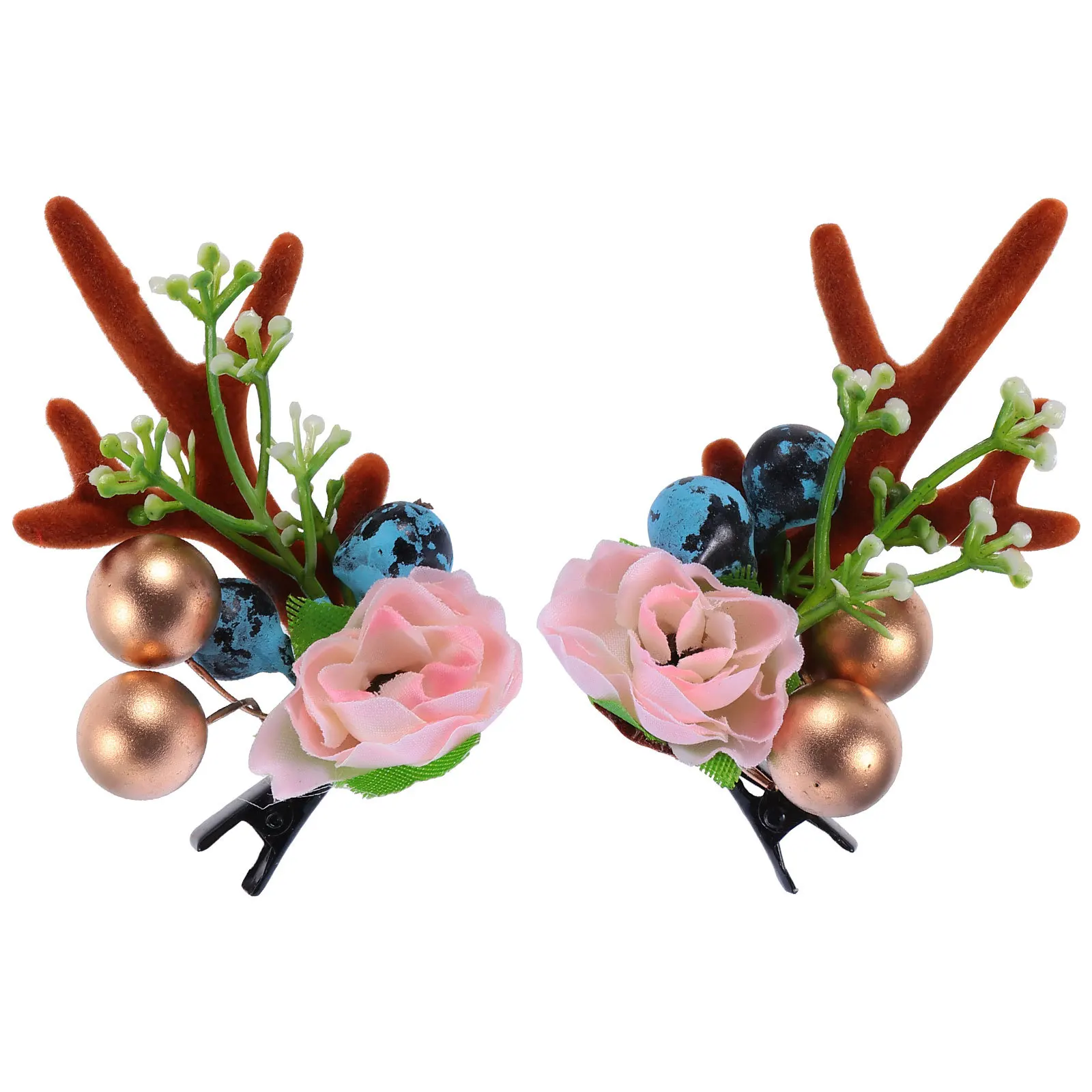 

1 Pair Hair Clips Antlers Barrettes For Holiday Party Photography Props Antlers Barrettes Festive Hair Accessories