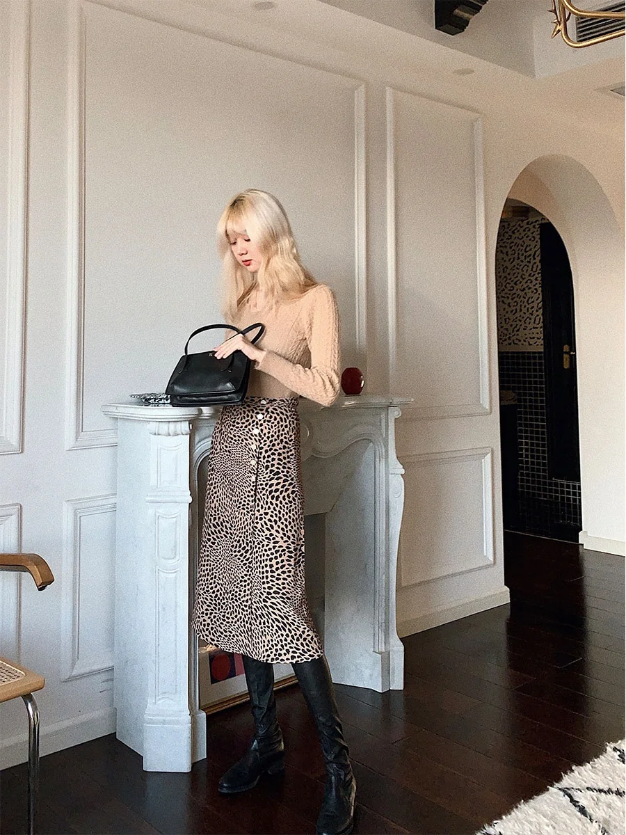 

A-Line Midi Floral Print Skirt High Waist Sexy Slit Lazy Sle f-length Ruelle Women's Summer Faion Retro Belted Buttoned