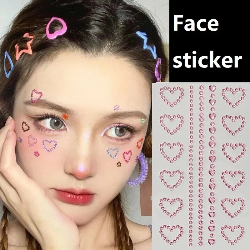 New Face Stickers Rhinestones Jewels for Makeup Bright Face Crystals Festival Glitters Face Stickers Jewels XKTZ03