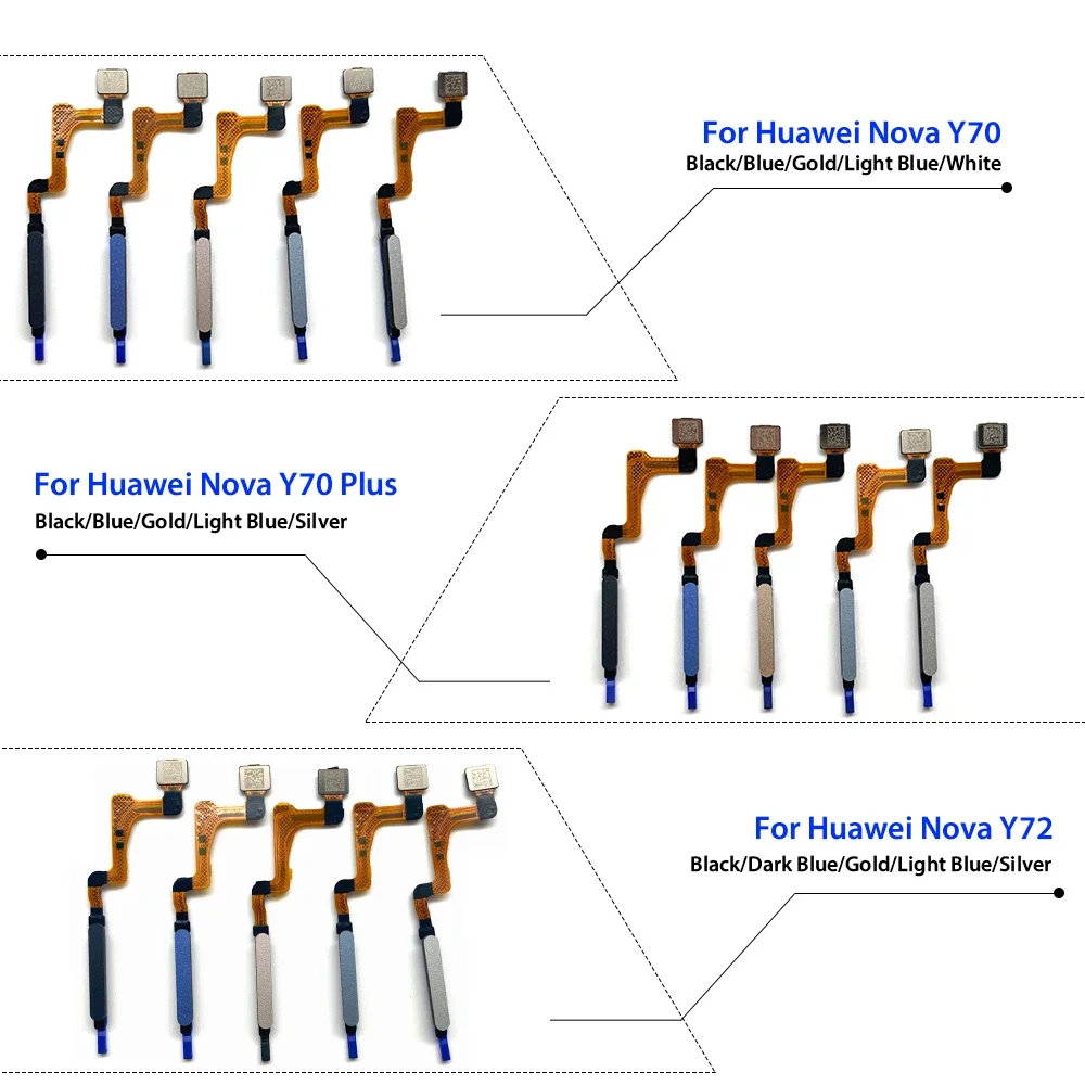 Fingerprint Sensor Home Return Key Menu Button Flex Ribbon Cable For Huaweil Nova Y70 Nova Y72 Nova Y70 Plus