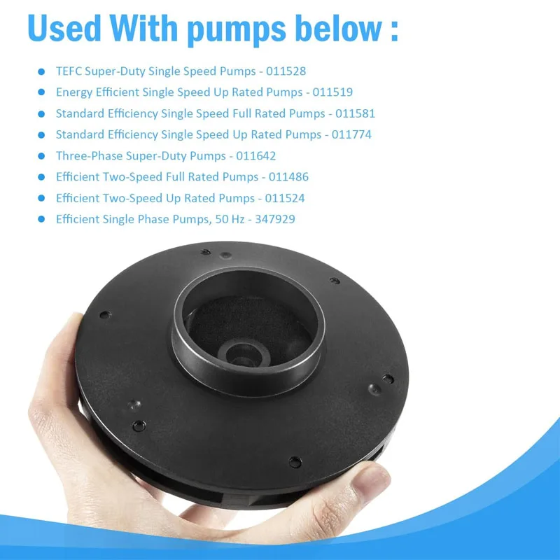 073129 Pump Impeller Replacement Fit for 1-1/2 HP WhisperFlo Pump Impeller for Pool and Spa Pump, Black