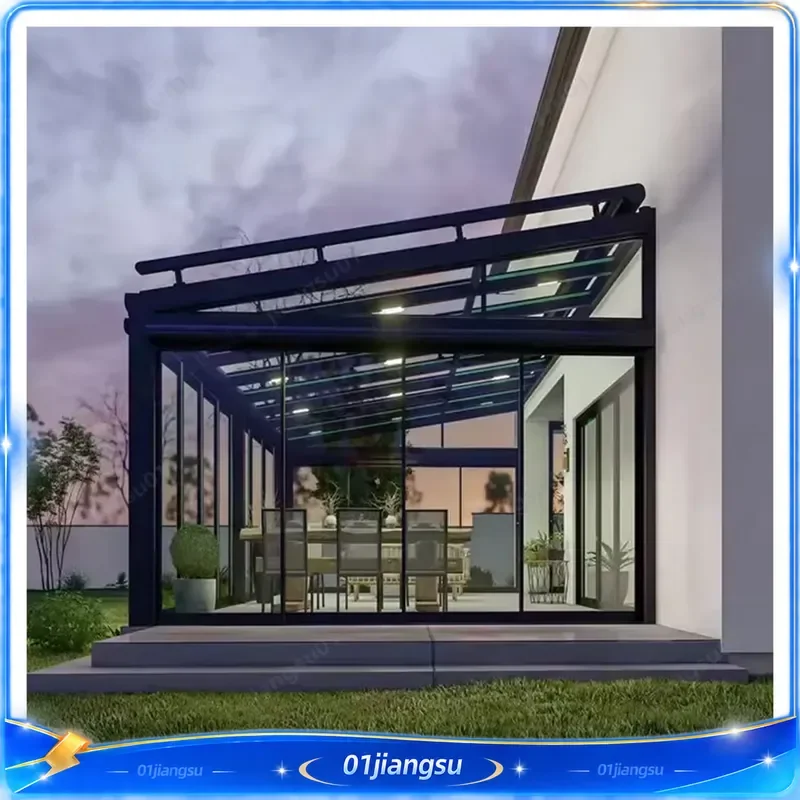 Aluminum Alloy Polycarbonate Sunroom Windproof Waterproof Garage Canopy Pergola Awning for Villa Terrace Outdoor Patio Cover