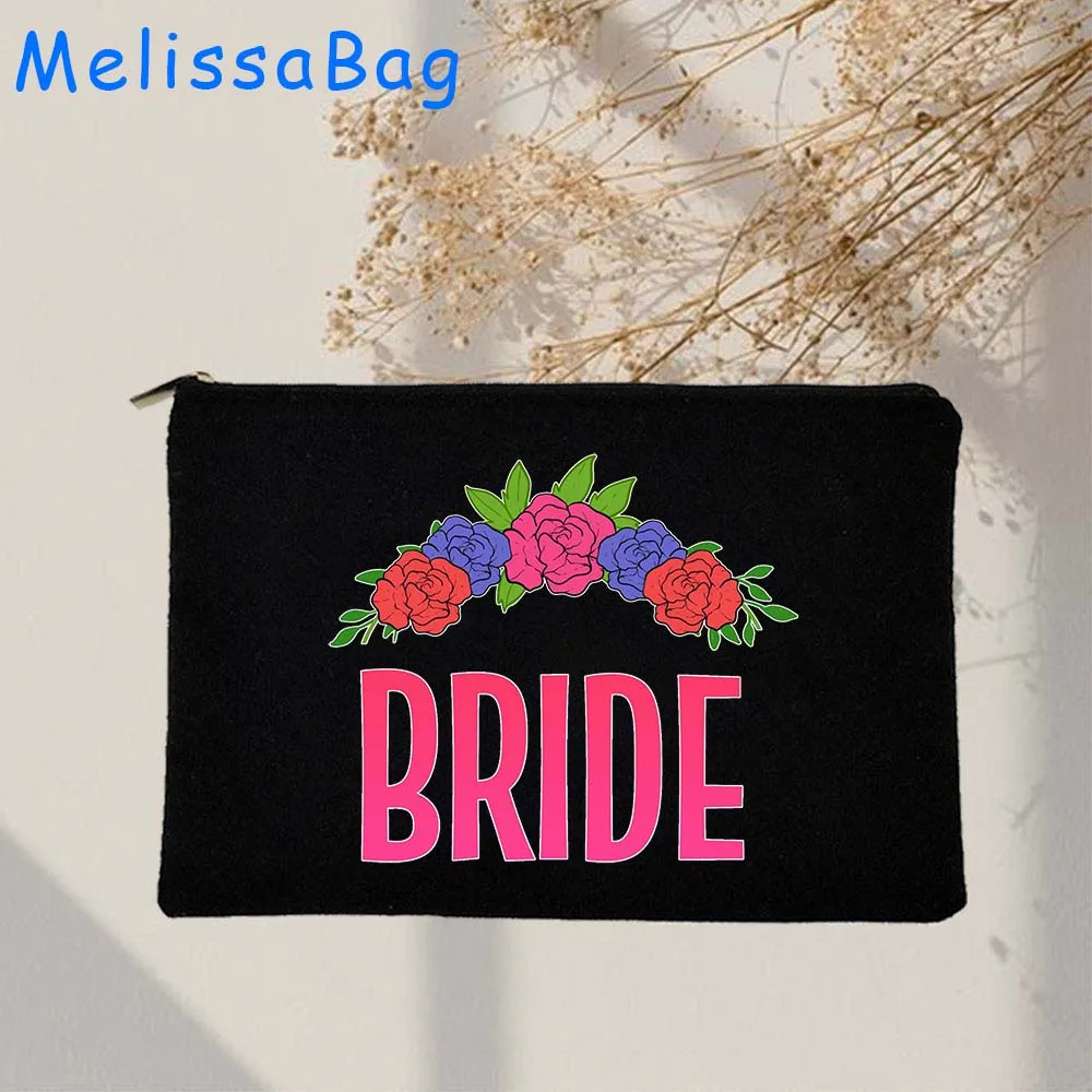 

Funny Wedding Bride Team Letters Bachelor Team Bridesmaid Married Gift Canvas Cosmetic Bags Makeup Bag Pencil Case Zipper Pouch