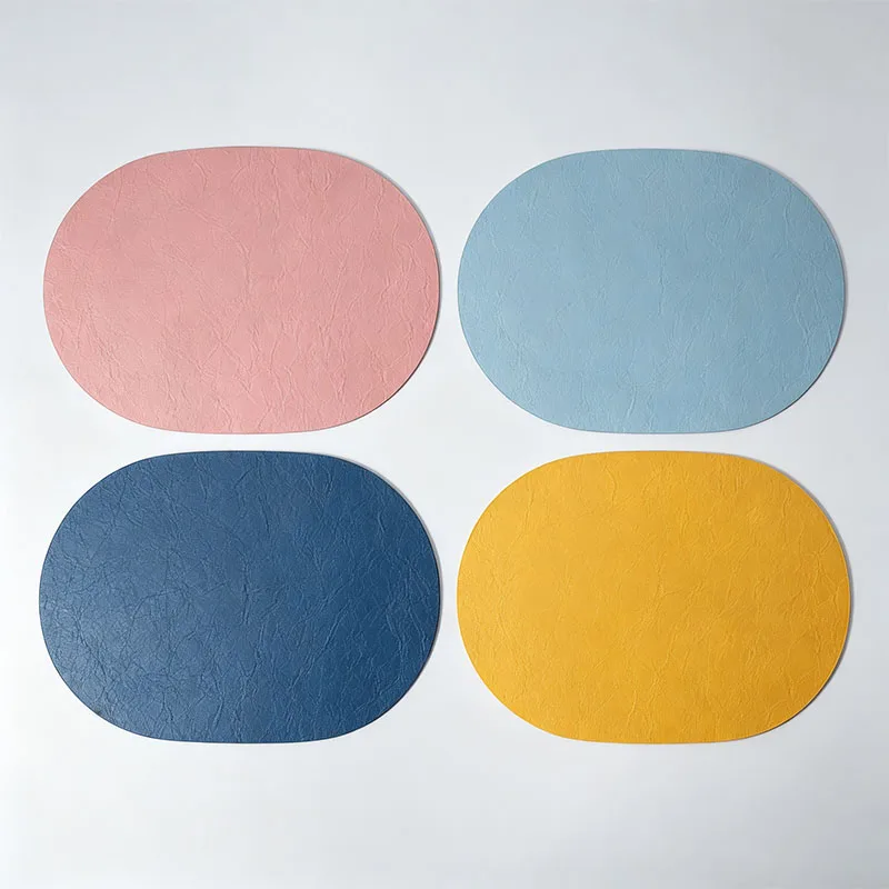 Stylish Oval Pu Leather Table Placemat with Water Repellent Non Slip Heat Insulated for Household Hotel Dining Decor Use