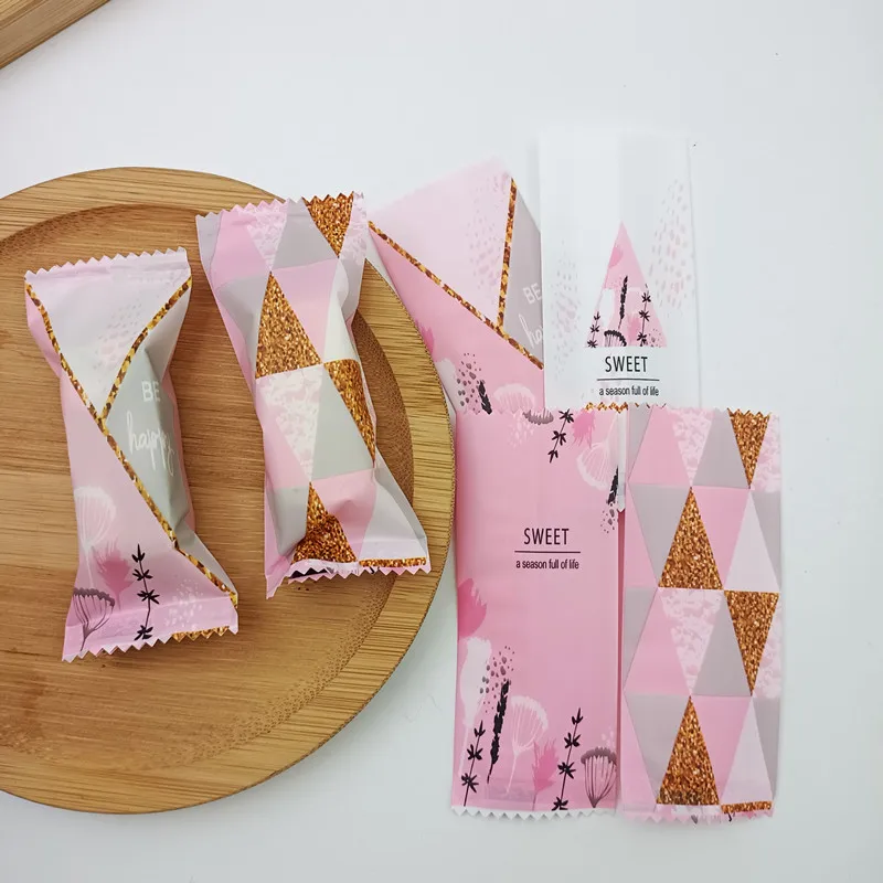 Nougat Zucker Verpackungs beutel Hot Seal Erdnuss Süßigkeiten Plastik verpackungen handgemachte Bäckerei Dekoration liefert 4*9,5 cm 100 teile/los – Detail 3