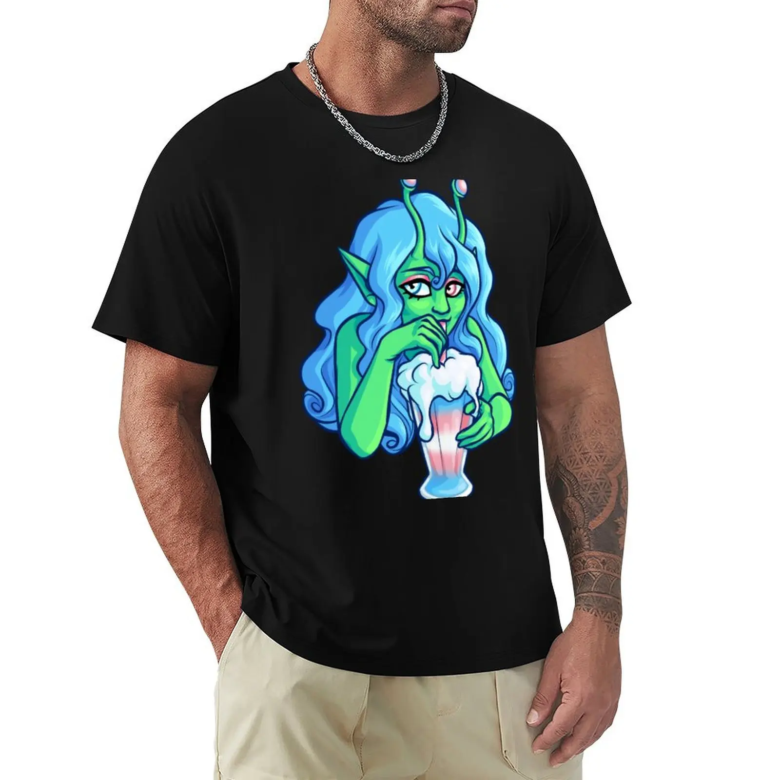 Transgender Milkshake Alien T-Shirt t shirts for man cotton T-Shirt