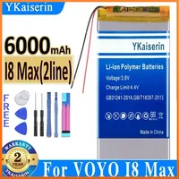 6000mAh YKaiserin Battery  for VOYO I8 Max I8Max Tablet PC Accumulator 2 Wire Portablet Batteries Warranty  Free Tools + Track