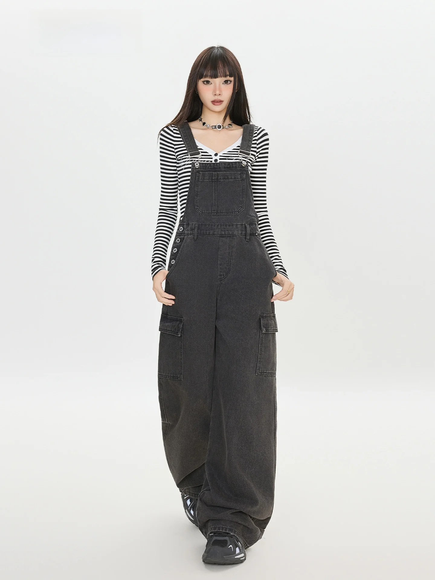 

Женские комбинезоны Rigoman, свободный крой, американский винтажный дизайн рабочей одежды Bla ey, повседневные свободные молодежные цельные брюки