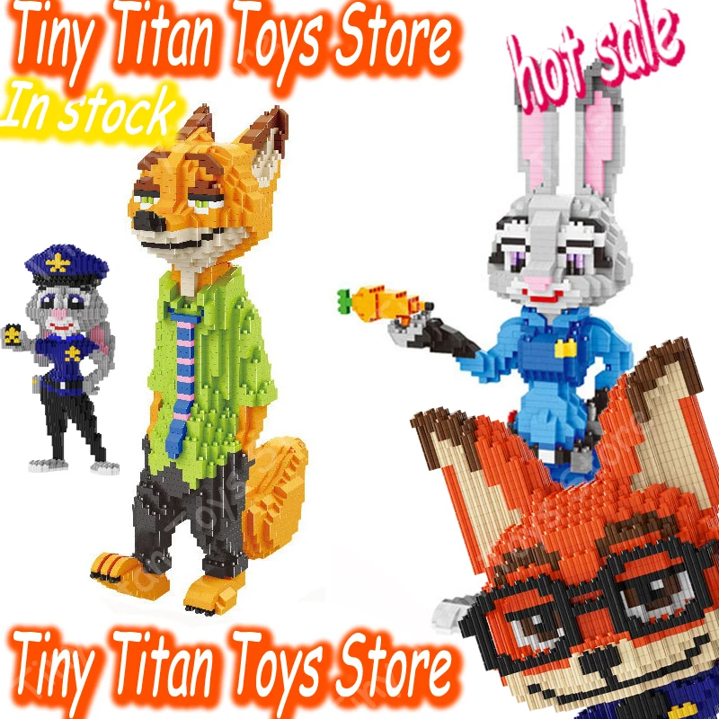 

Мини-конструктор Zootopia: Ник и Джуди, 3D-пазл из мелких деталей, сборная модель для взрослых, мультяшные лис и кролик, подарочный набор