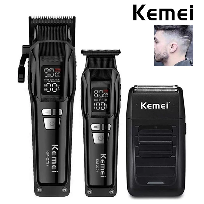 Kemei Rechargeable Electric Hair Clippers Kit Professional Hair Trimmer For Men USB Charging Shaver Beard Razor KM-2797 KM-1102