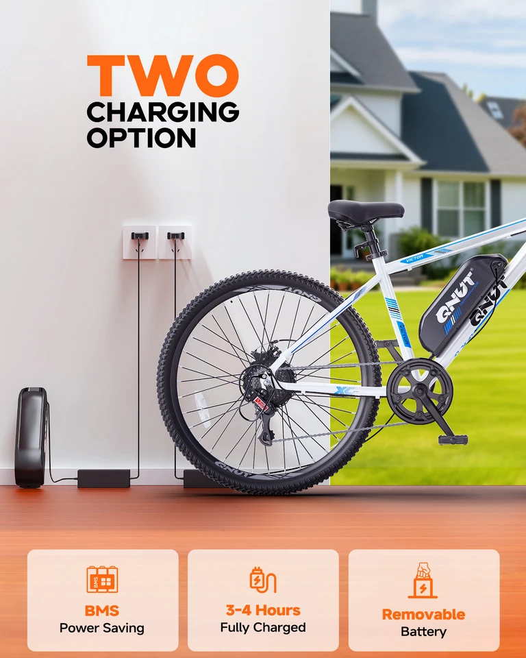 QNUT Victor 4.0 26 Inch Mountain Electric Bike Peak 1000W Motor 36V 7.8Ah Removable Battery Up to 20 Mph Commuter Ebike for Adults and Teens UL2849 Certified 1‑Year Warranty image 9