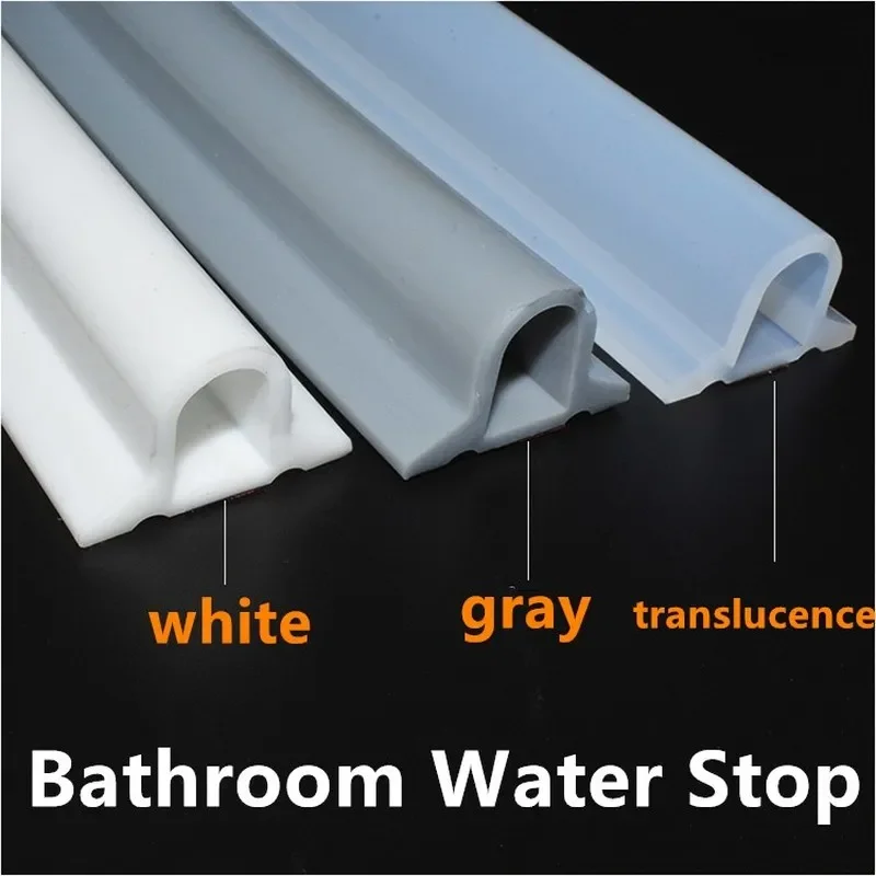 1M/2M/3M  D shape Bathroom Water Stop Strip Floor Water Retaining Bar kitchen Transparent Silicone Adhesive Sealing strip