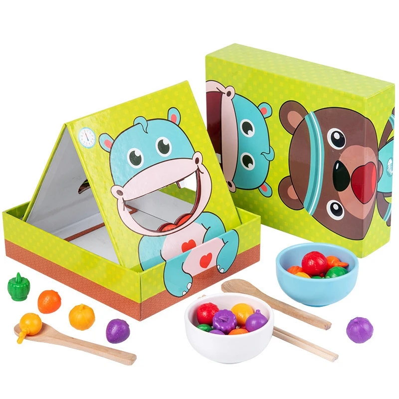 

HOT-Wooden Toy Simulated Feeding Game Play House Early Educational For Kids Baby Perception Training Game