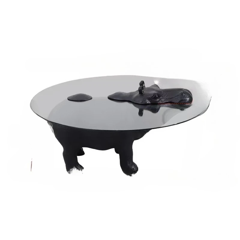 

Hippo coffee table villa modeling tea table household living room glass animal coffee creative modeling ornament small