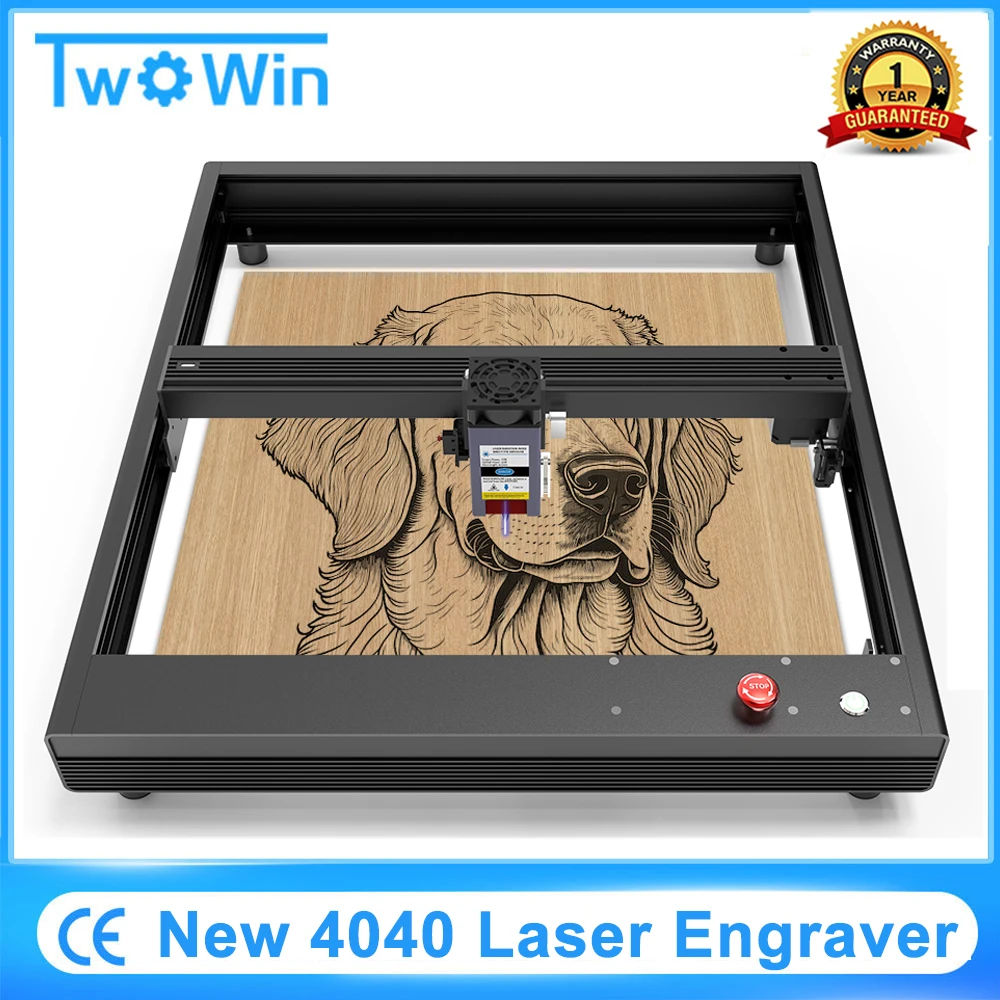 NEW 4040 20w Laser Engraving Machine CNC 2-Axis Laser Engraver Carving Machine Laser 40*40cm With Emergency Stop