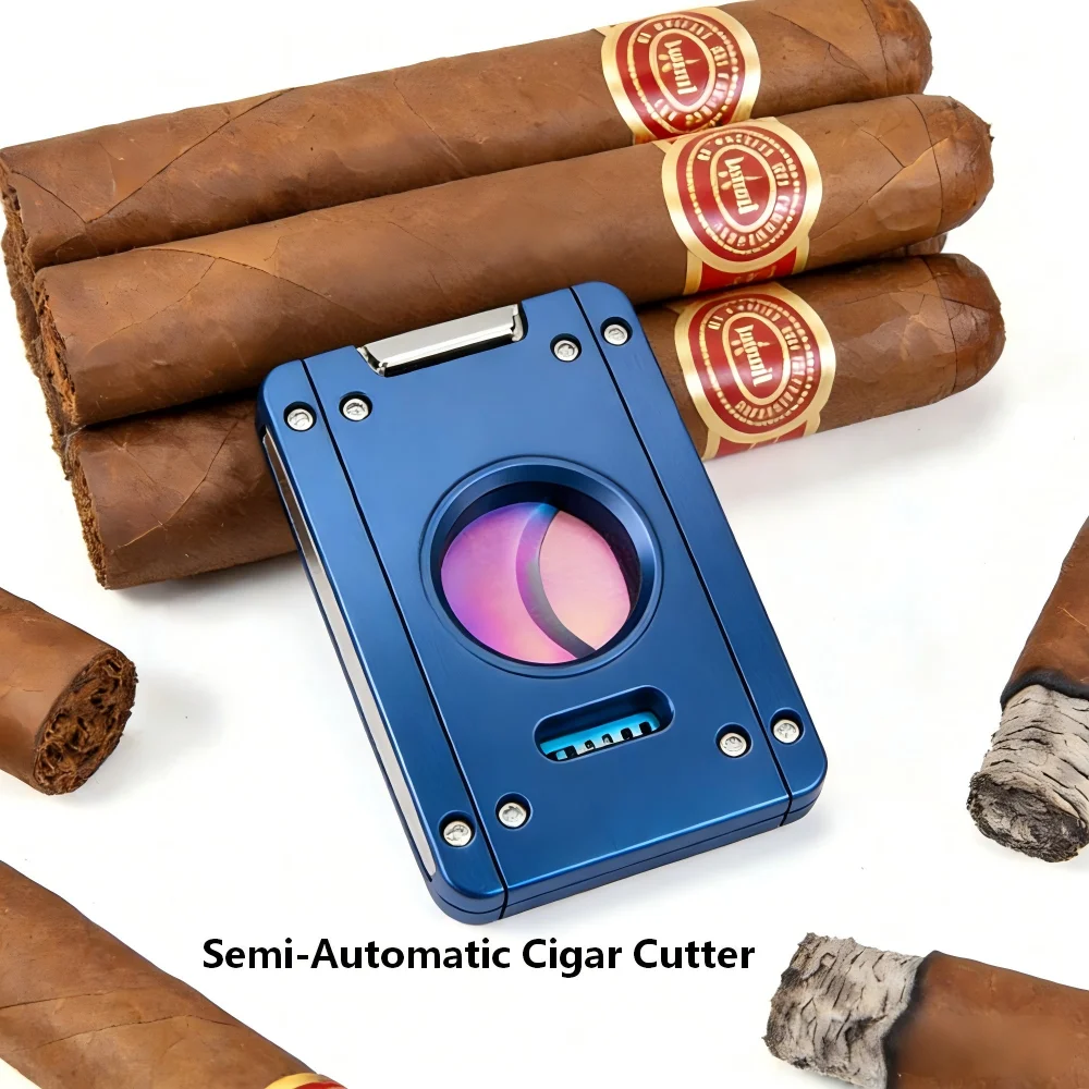 

Gear-Action Semi-Auto Cigar Cutter, Nylon & Stainless Steel, Portable Sharp Guillotine with Gift Box Presentation