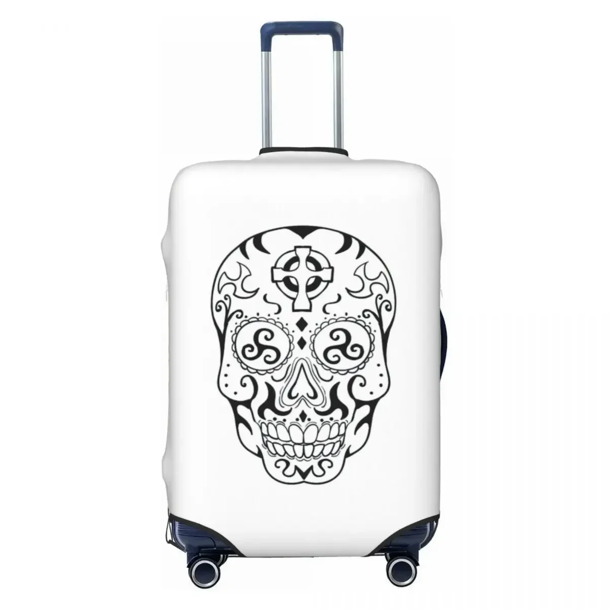 Mexican Skull Triskele  Cross Tattoo Print Luggage Protective Dust Covers Elastic Waterproof 18-32inch Suitcase Cover