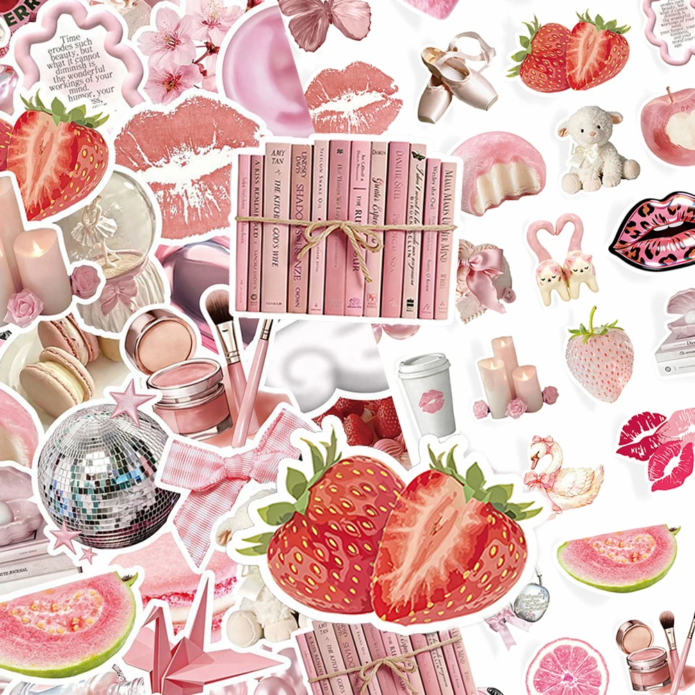 

10/30/50/100pcs Pink Ins Korean Style Cute Items Stickers Kawaii Aesthetic Decals Luggage Phone Guitar Girls Sticker Decoration