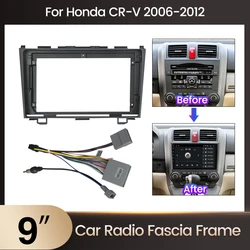 9 inch Car Radio Face Frame For Honda CRV CR-V 3 RE 2006-2012 Fascia Stereo Panel Mounting Head Unit Canbus Cable Trim Bezel