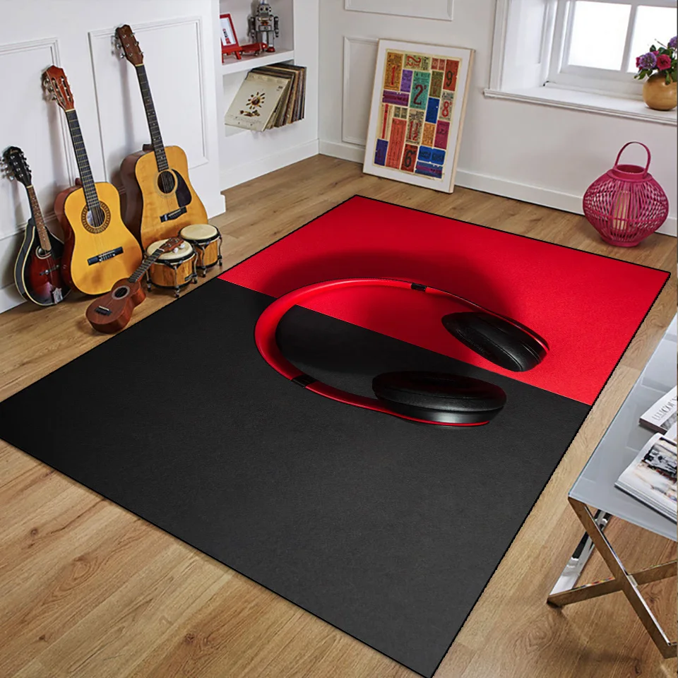 Retro Music Rugs for Bedroom Decoration Vintage Guitar Big 3D Printed Home Carpet Living Room Sofa Table Soft Non-Slip Floor Mat