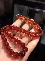 Natural Orange Garnet Clear Round Beads Necklace Women Men 4-10mm Red Garnet Beasds Pendant Jewelry 17 Inches AAAAAA