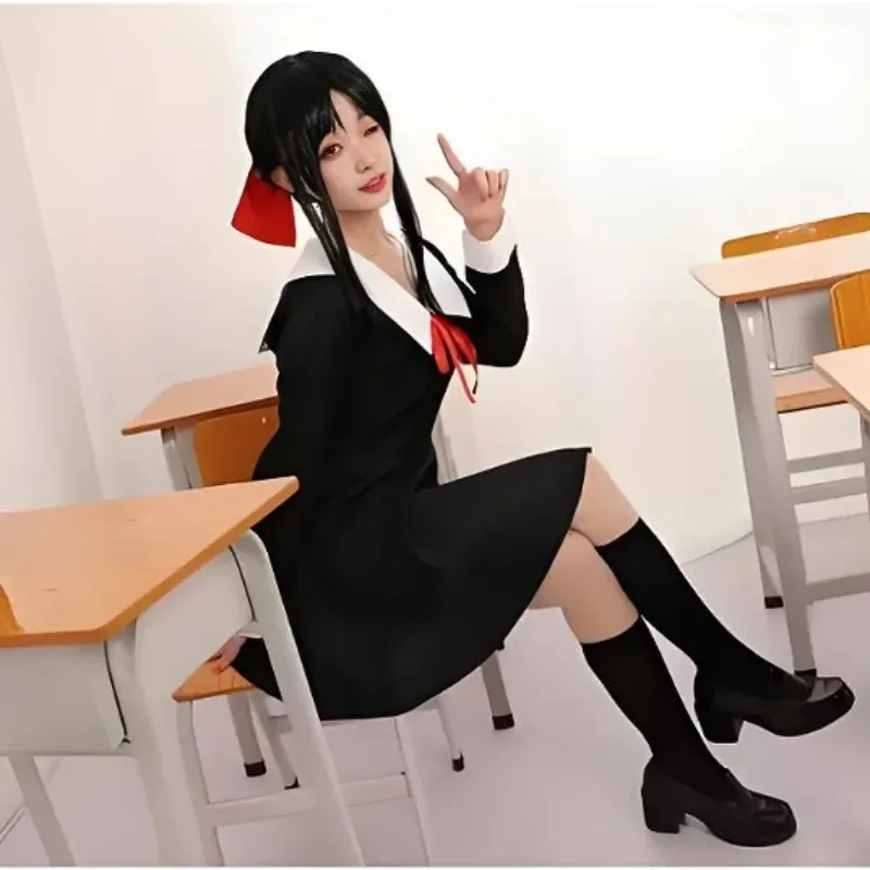 أزياء أنيمي كاغويا-ساما: الحب هو الحرب التأثيرية شينوميا كاغويا فوجيوارا تشيكا أزياء موحدة أغطية الرأس الجوارب مجموعة كاملة فستان الكرنفال