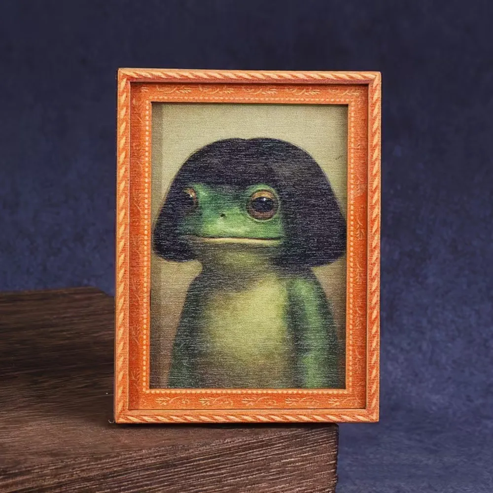 Cute Retro Frog Fridge Magnet Funny Decorative Photo Frame Fridge Magnet Wooden Artistic Style Mini Fridge Magnets Kitchen Use