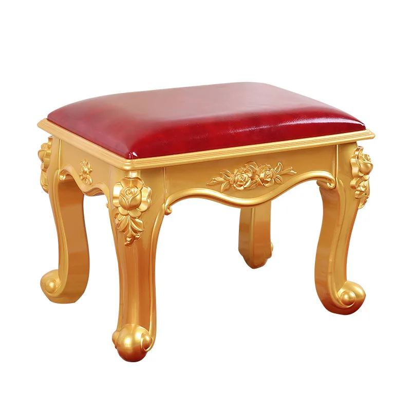 American round Stool Retro Shoe Changing Stool Living Room Sofa Golden Coffee Table Leather Stool Home European Style