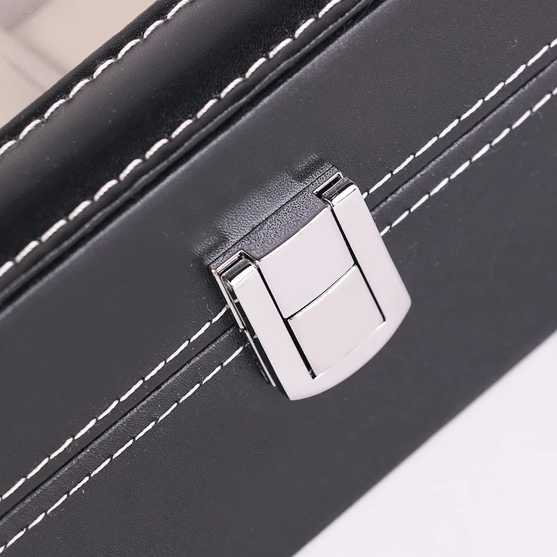 Hot Sale PU Leather Display Storage Collection Organizer Watch Box For Men Watch Display Case With Glass Top