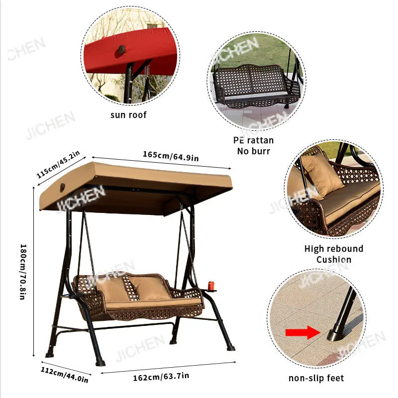 

Wicker Rattan Swing Patio Outdoor Hanging Chair Balcony Swing with Ceiling