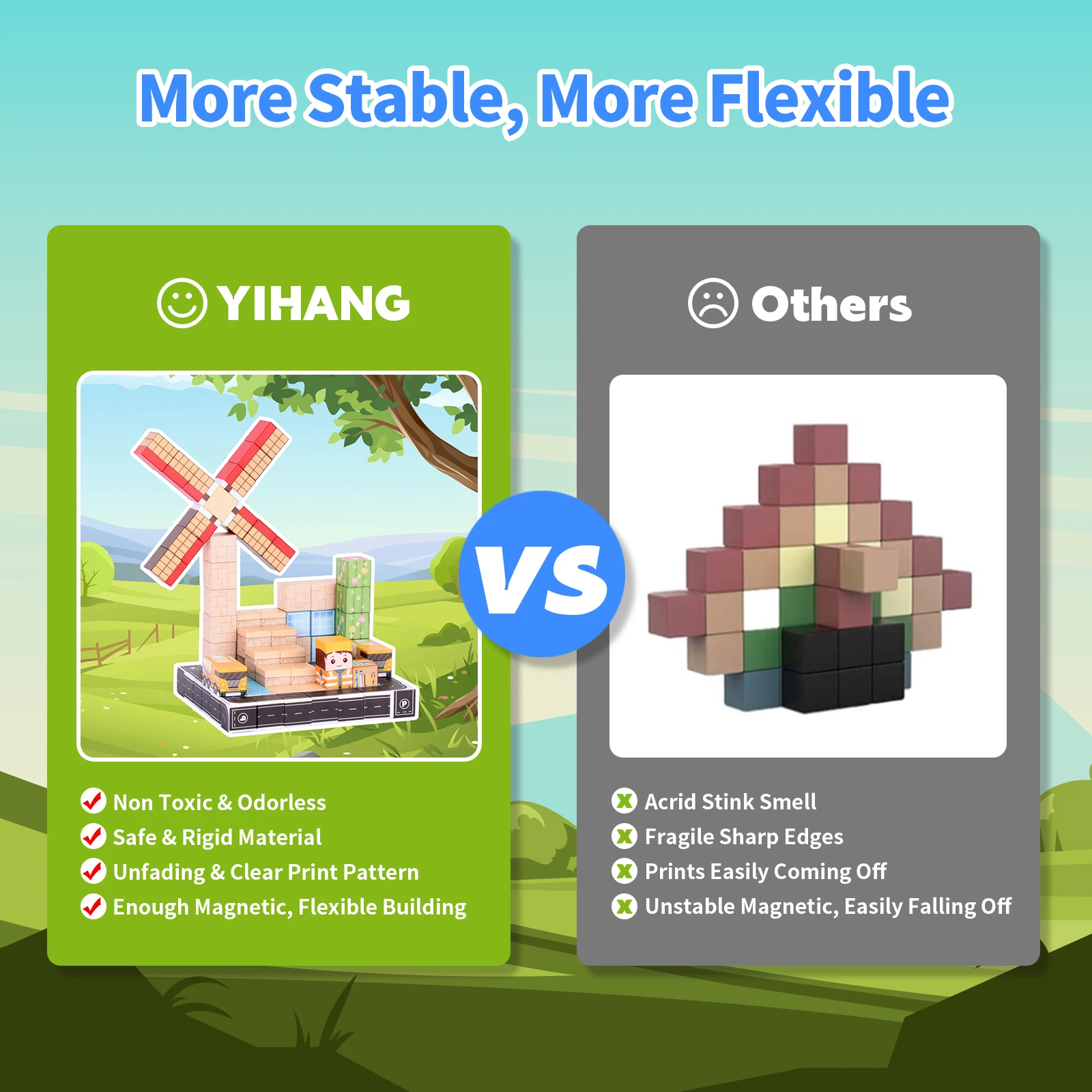 Blocos de construção magnéticos personalizados 100PCS 205. Cores vibrantes, construção gratuita, melhora as habilidades STEM e de jogo. Presente de feriado perfeito.