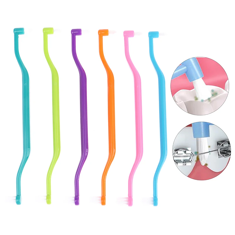 Orthodontic Interdental Brush Double-Beam Soft Teeth Cleaning Toothbrush Oral Care Tool Small Head Soft Hair Implant Adult