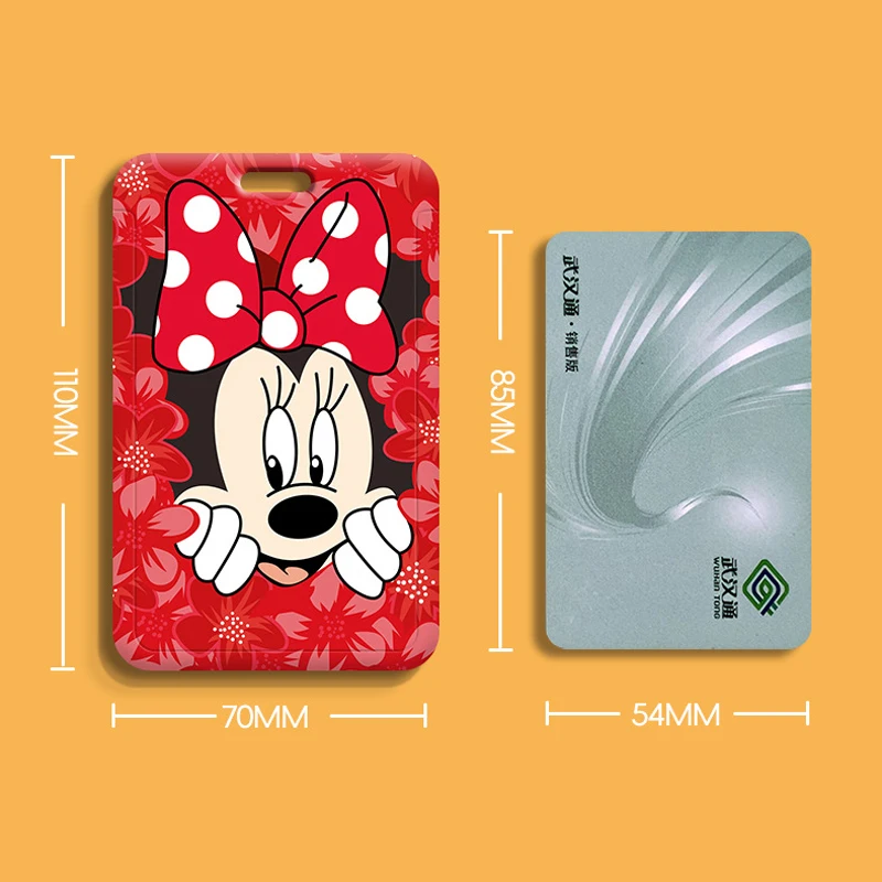 Disney Minnie Mickey Cartoon Work Card Holder Women ID Name Tag Students Bus Card Cover Case Retractable Badge Reel IC Card Bag