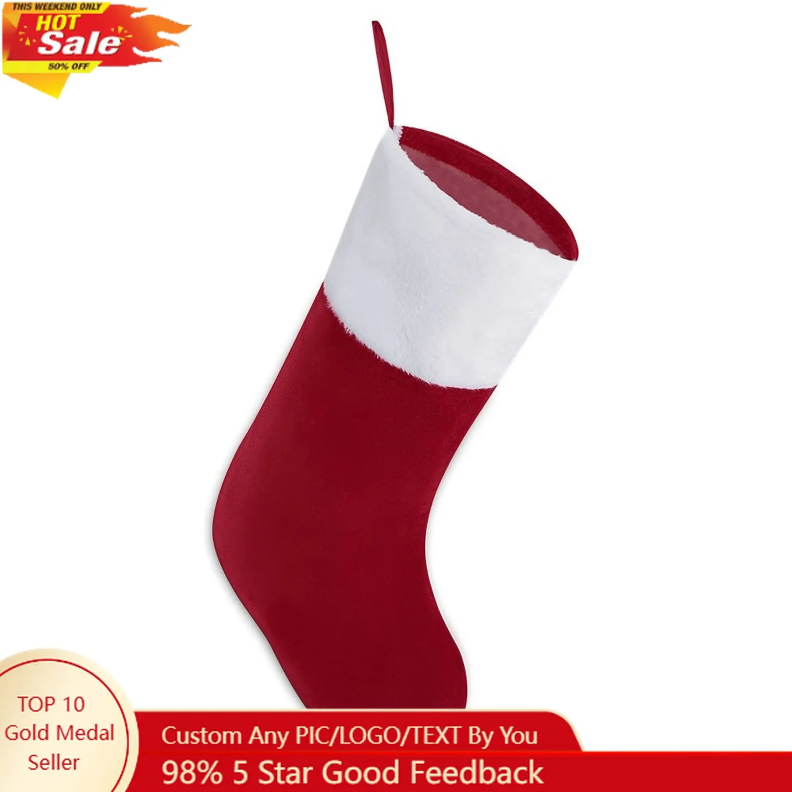 

Custom Christmas Stocking High Quality Decorations Socks GAA Crest Design Your Photo Text Logo Personalized Stocking Color