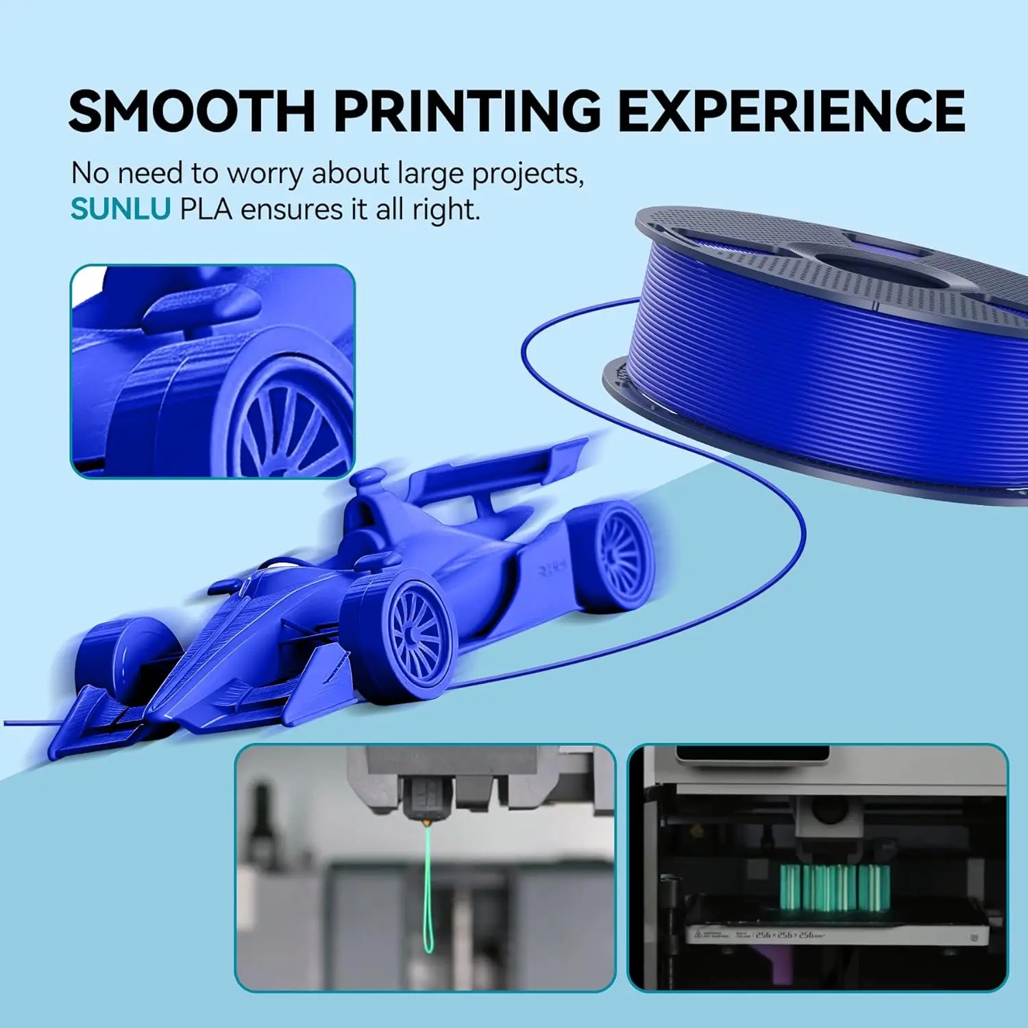 SUNLU PLA / High Speed PLA / PLA + 2.0 10KG im Bündel 1,75mm 1KG, extrem robust 2-3X stärker, Hochgeschwindigkeits-3D-Druckfilament – Detail 8
