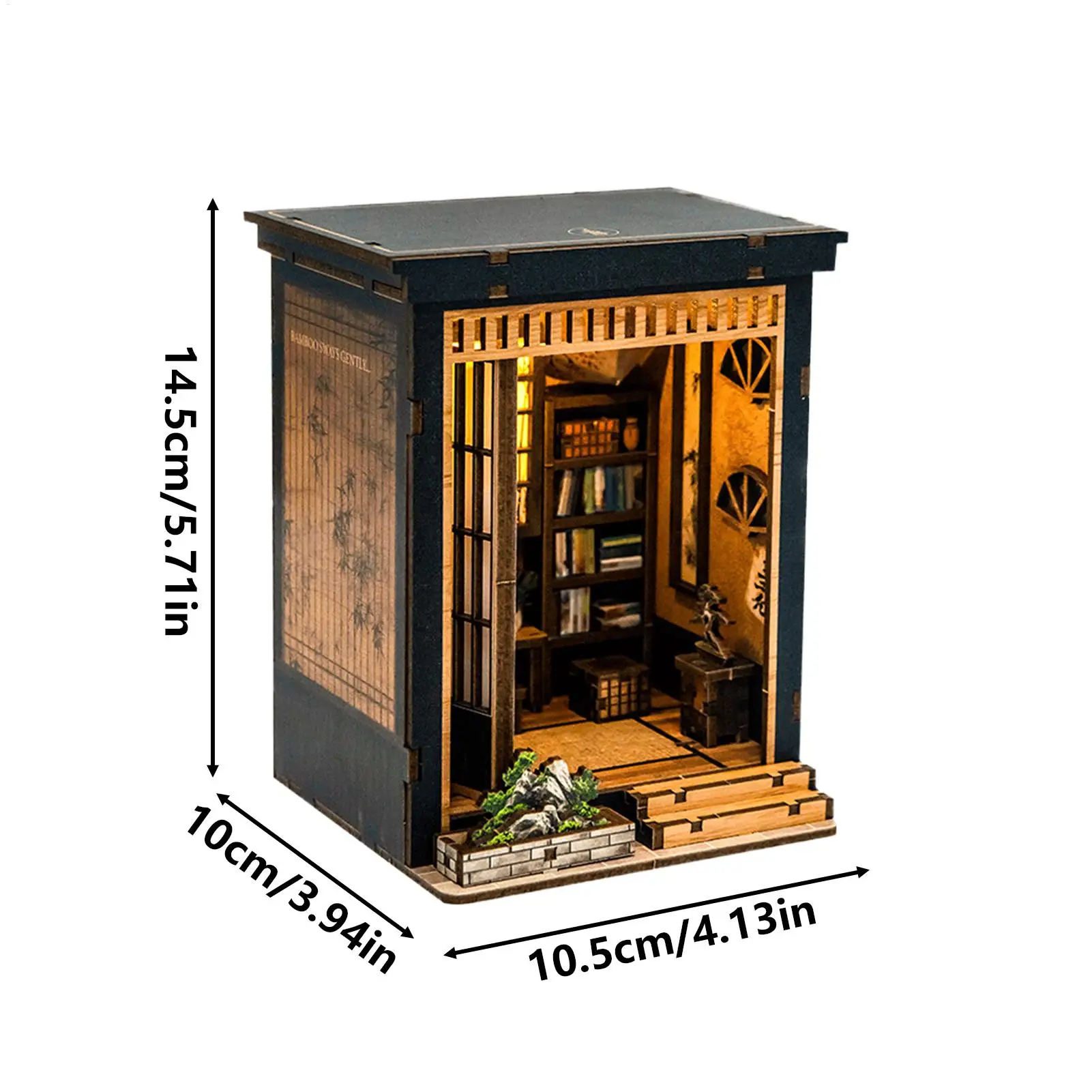 طقم بناء منزل صغير من الخشب على الطراز الياباني لتزيين المكتب، مجموعة بيت الدمية الصغيرة للبالغين، عطلة عيد الميلاد والعائلة #6