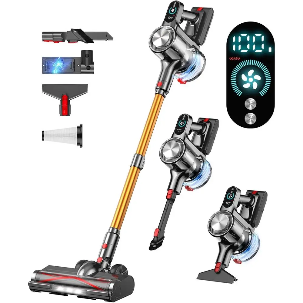 

Беспроводные пылесосы на 45 минут работы с LED-дисплеем, перезаряжаемые, с настенной зарядкой, подходят для шерсти животных, ковров, твердых полов