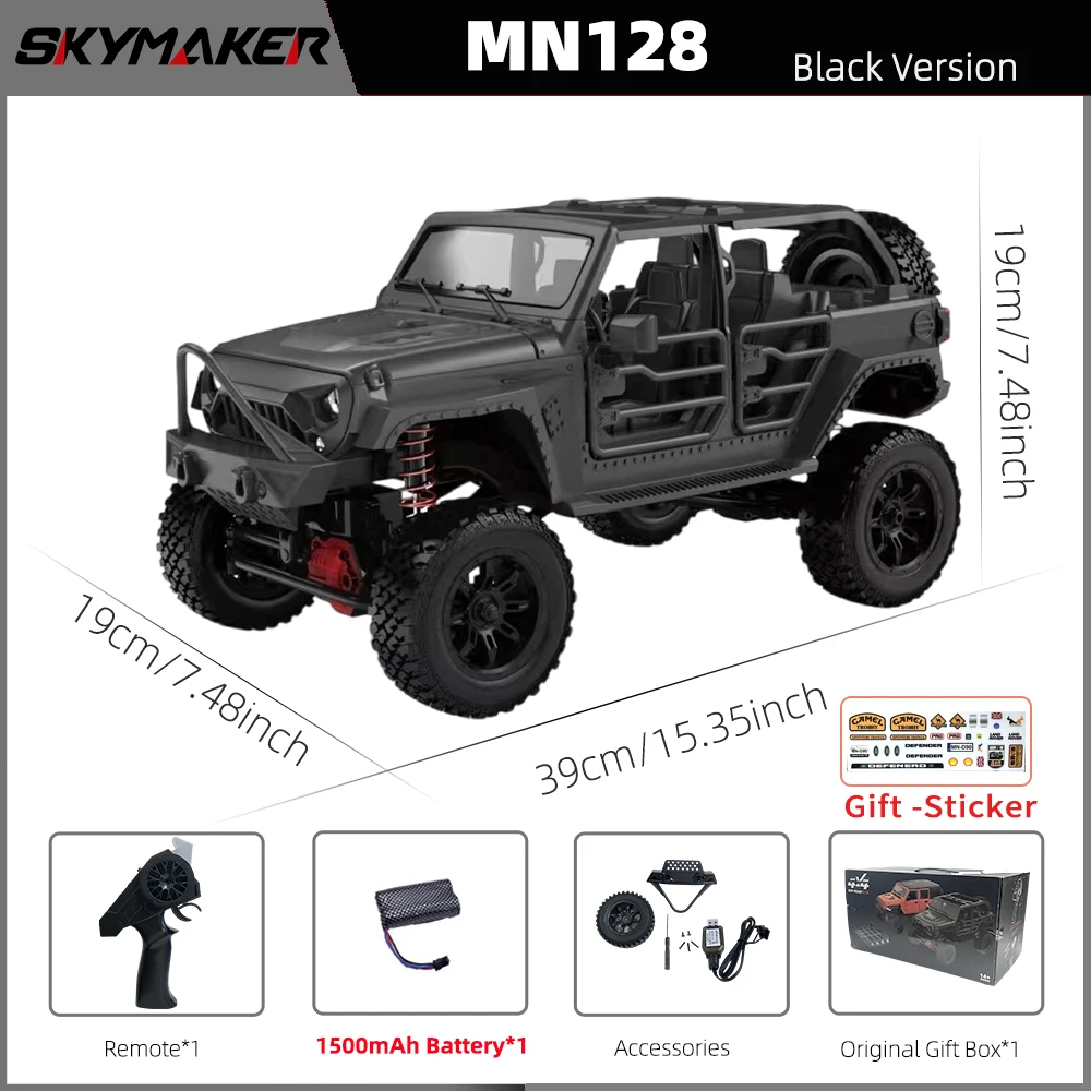 MN128 1/12 RC Car 4WD Jeep Model 2.4G Remote Control LED Light 4X4 Off Road 4WD Climbing RC Truck Electric Toy Car Gift for Boy image 3