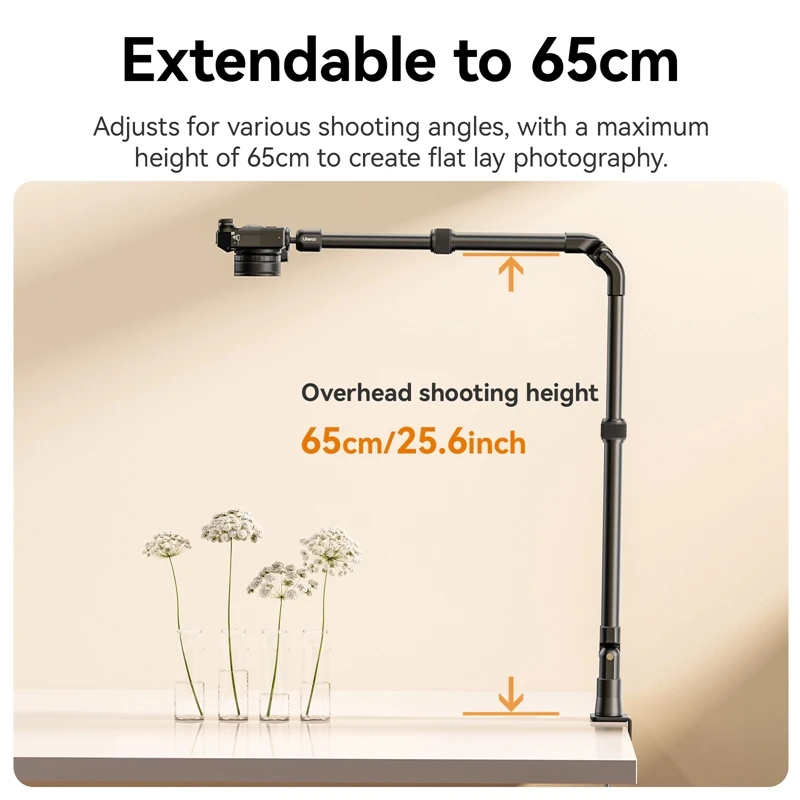 Ulanzi ZJ02 Camera Desk Setup Stand Adjustable Desk Mount with Holding Arm Max Load 2KG for Mirrorless Camera Microphone