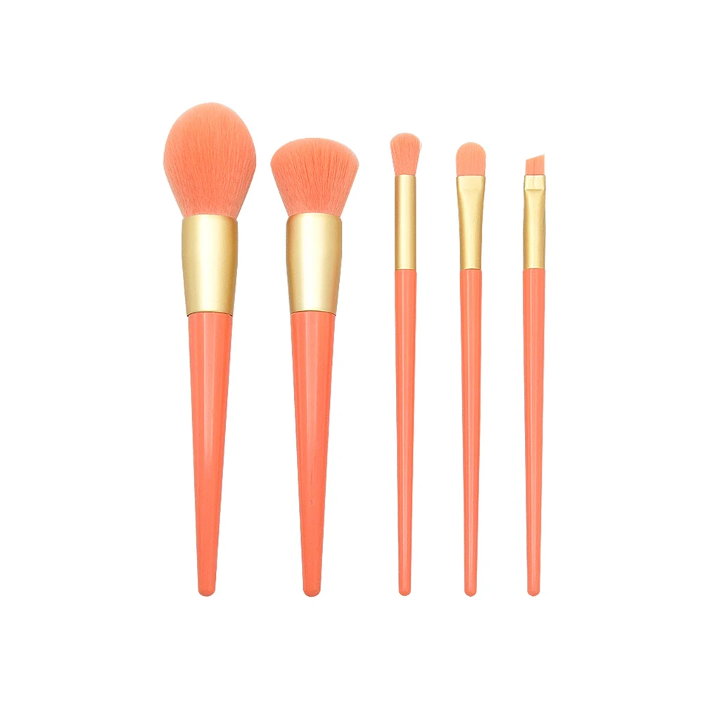 5 Stück in 1 Set Orange Professionelles Haar-Make-up-Set Tragbares Kegelform-Make-up-Werkzeug-Set mit Kunststoffgriff