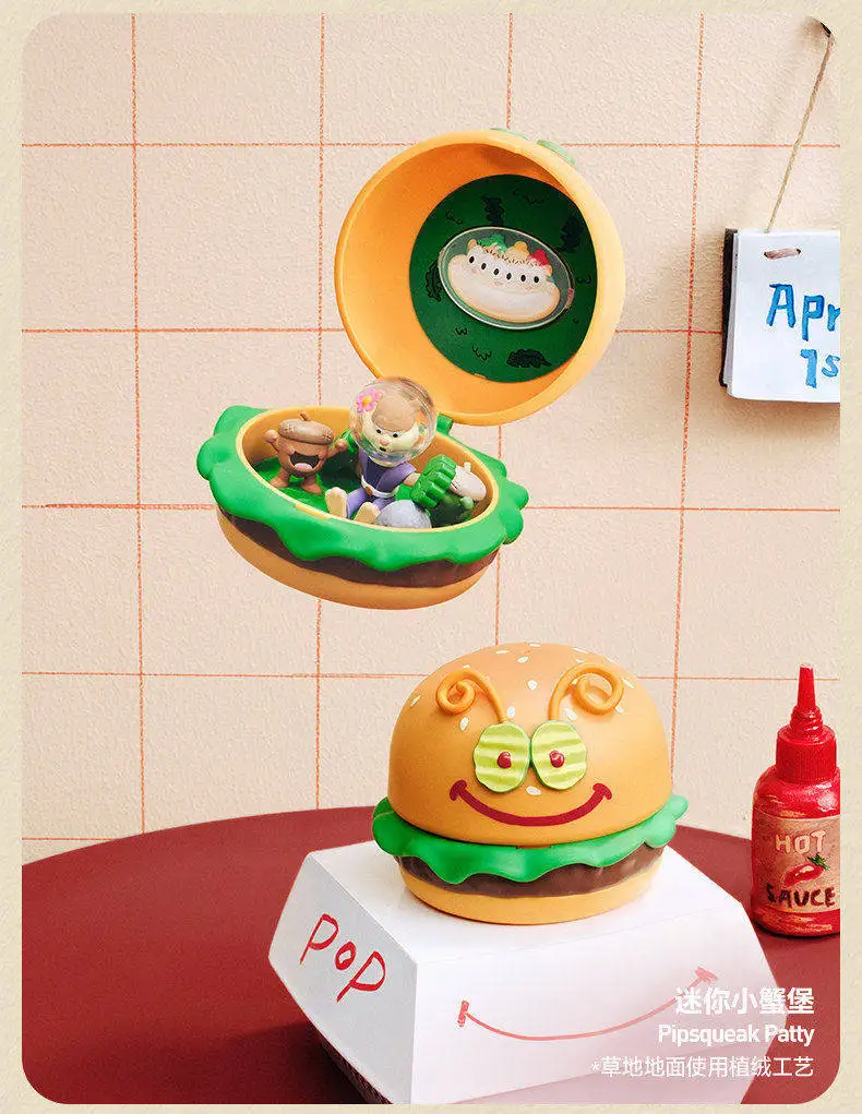 Original POPMART SpongeBob Krabby Patty Blind Box Sammlerstück Mini-Figur Heim Auto Desktop Dekoration Ornament Überraschungsbox Spielzeug – Detail 16