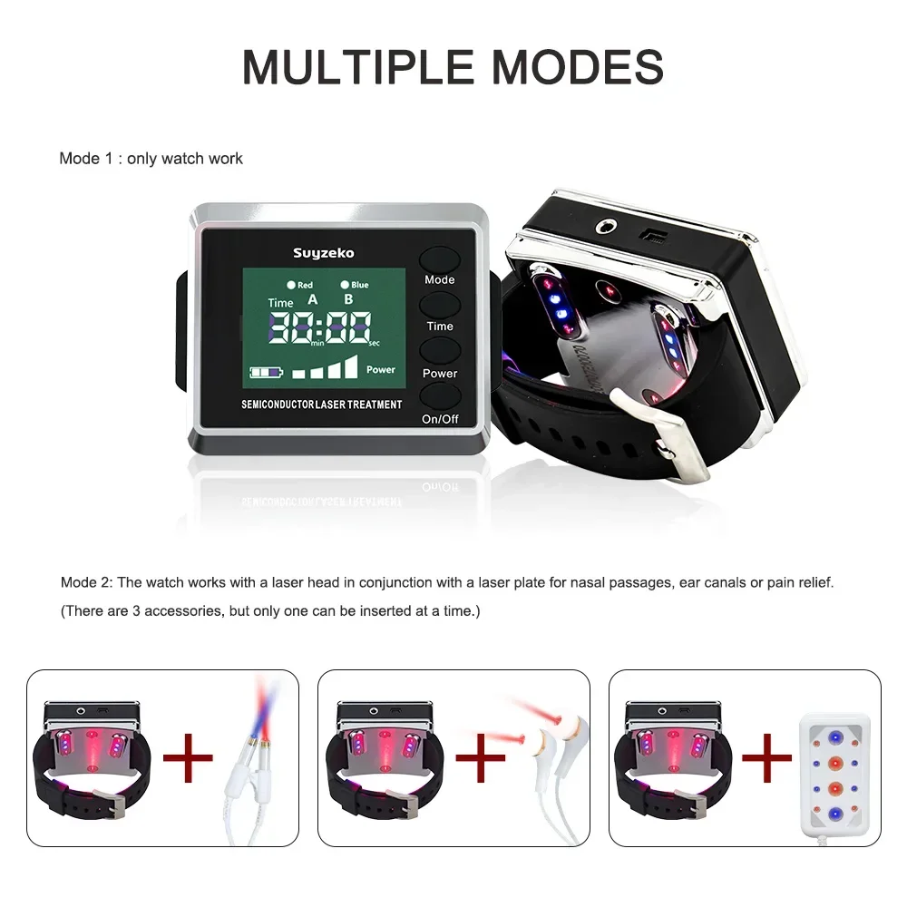 3 In 1 Laser Terapy Watch 650nm Cold Laser Red Light Therapy Watch