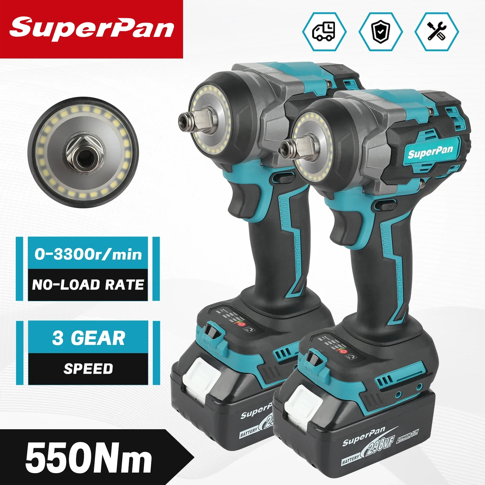 

SuperPan SP550NM Бесщеточный аккумуляторный электрический ударный гайковерт Электроинструменты ударный гайковерт Электроинструменты ударный гайковерт