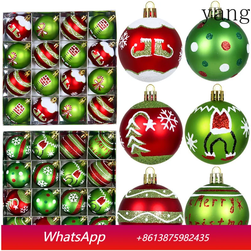 

CX New Christmas Balls 6cm16pcs Green Red Electroplated Plastic Ball Christmas Ornament Set